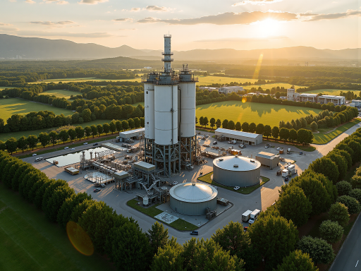 现代化航空产业园区鸟瞰图，蓝天白云，高科技建筑群，绿色环境，未来发展概念